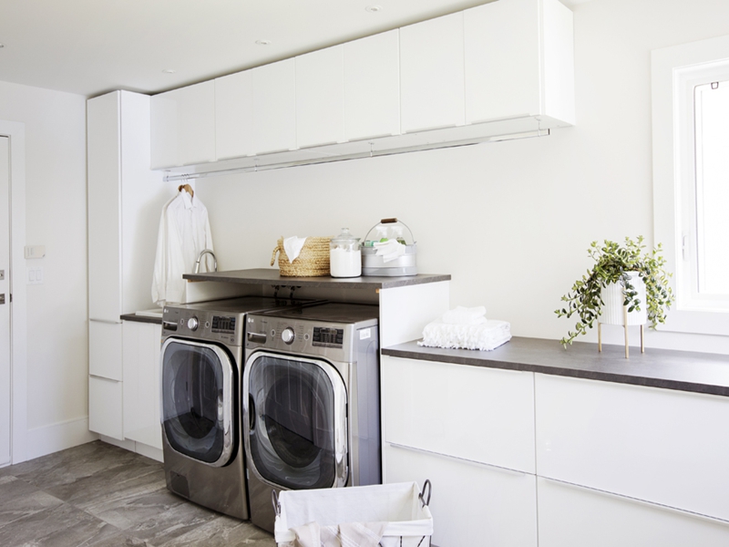 YALIGMobile per lavanderia moderno e minimalista semplice in legno massello laccato bianco