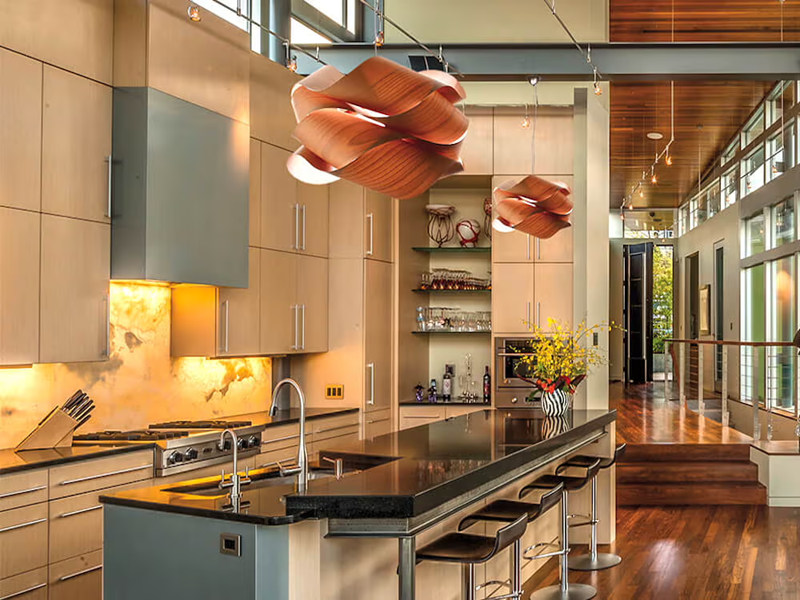 Layered lighting in kitchen