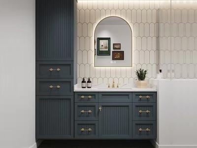 Light American Style Solid Wood Bathroom Cabinet